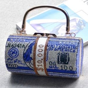 BLUE — Dollar Beaded Handbag